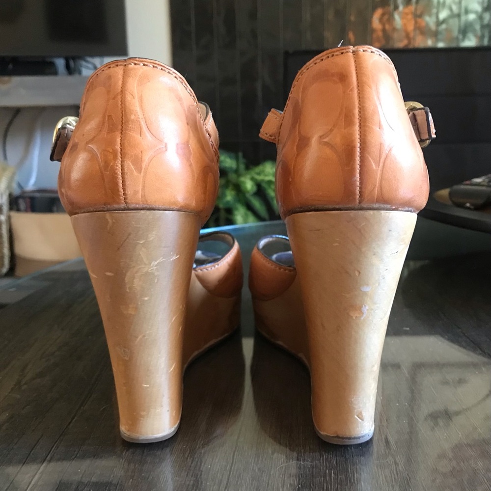 Vintage Coach!! Anna Women's Brown and Blue Wedge Sandals - Picture 4 of 8